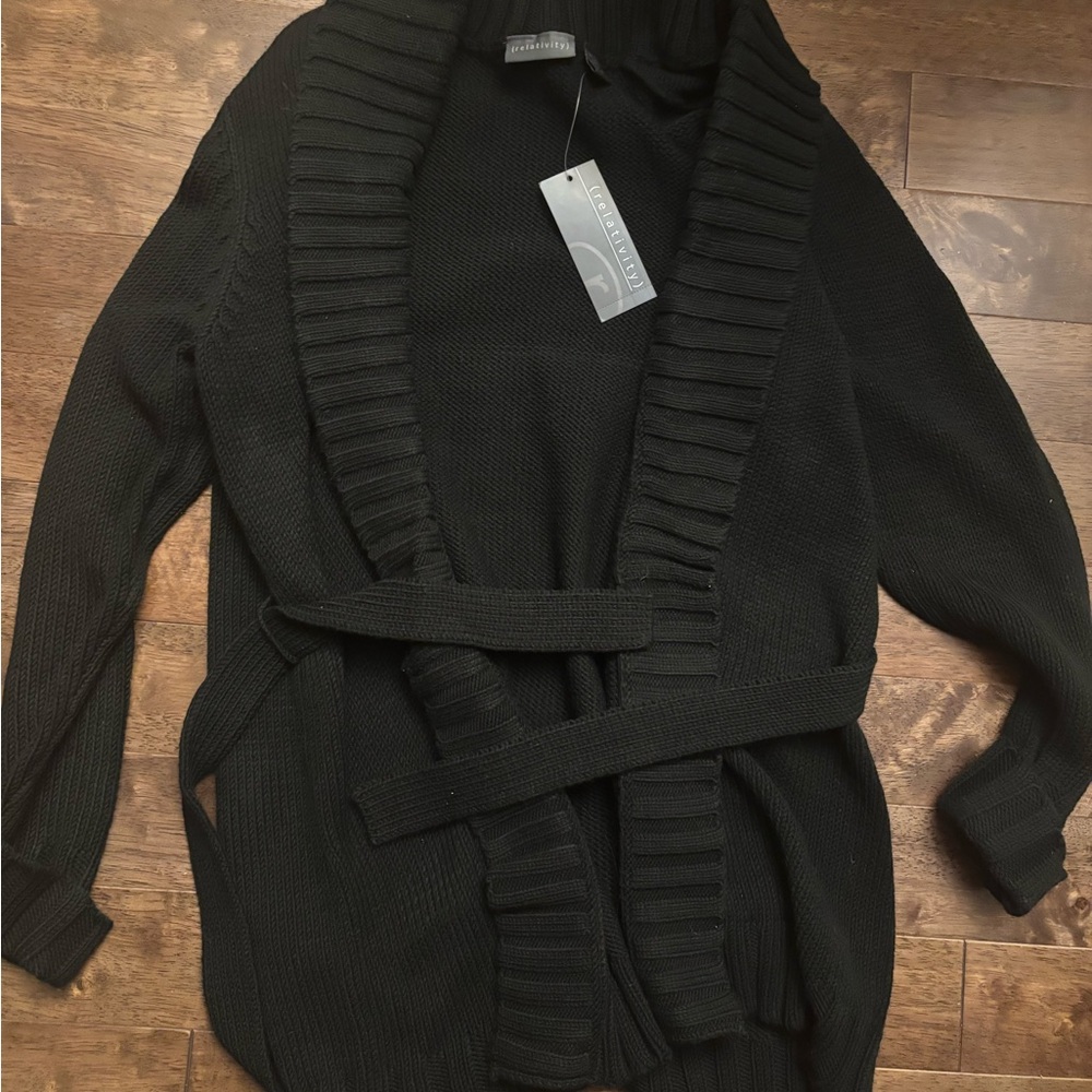 NWT Relativity Black Women's Sweater duster